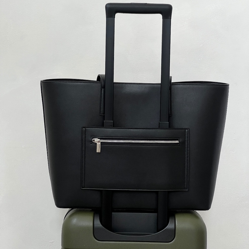 Lawful London Sienna triple compartment black/redlaptop tote - travel sleeve